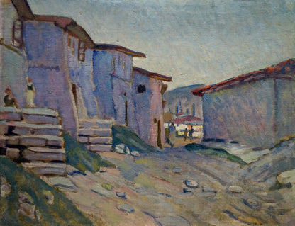 Oil painting The streets of the city