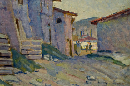 Oil painting The streets of the city