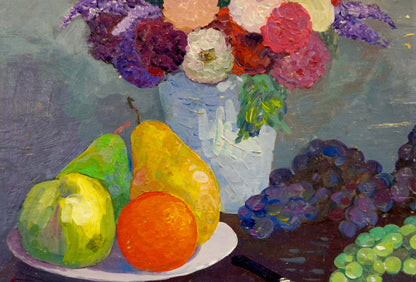 Oil painting Sweet still life and flowers Unknown artist