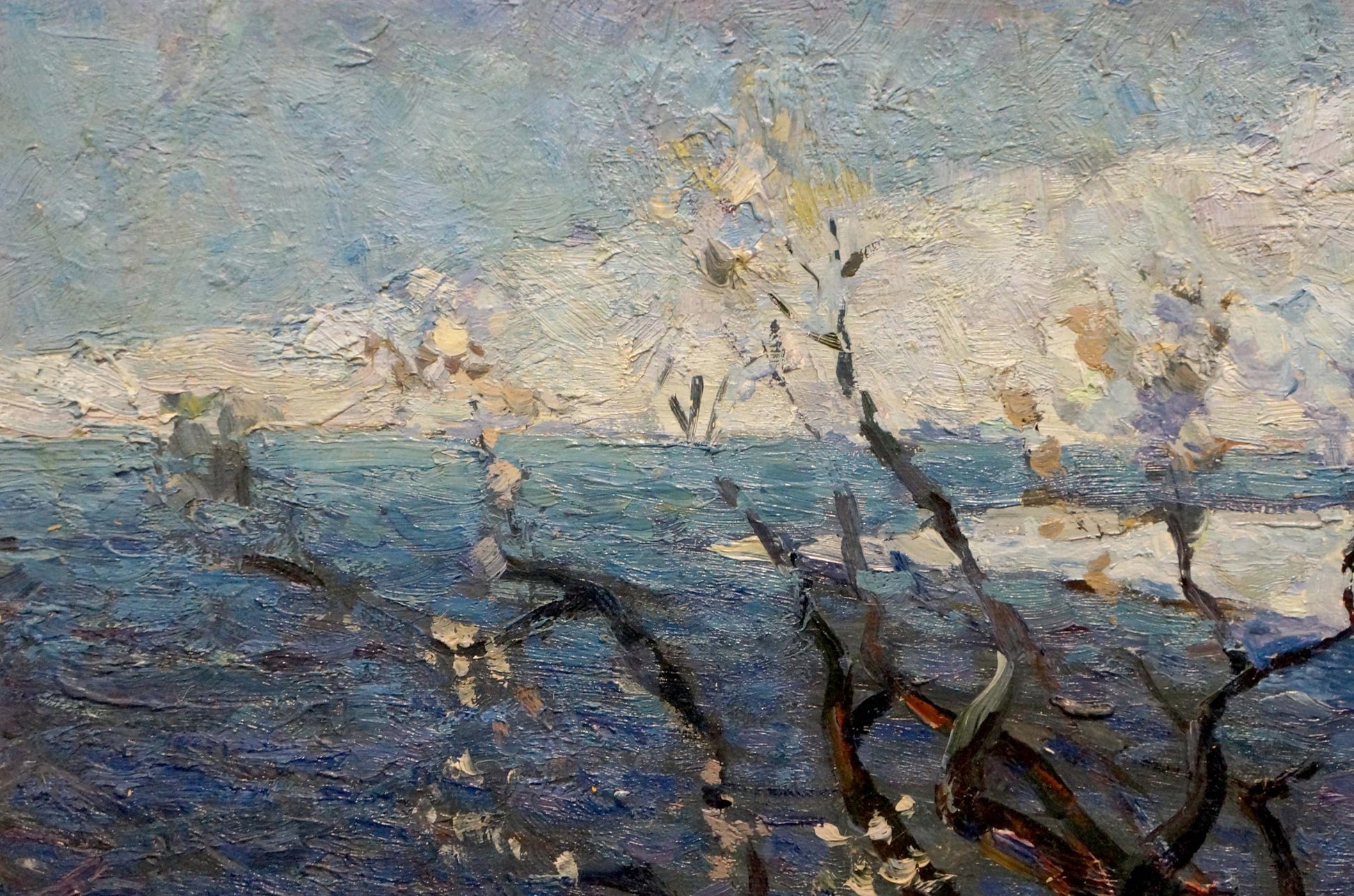 Oil portrayal of a cold day by Alexander Ivanovich Stremsky
