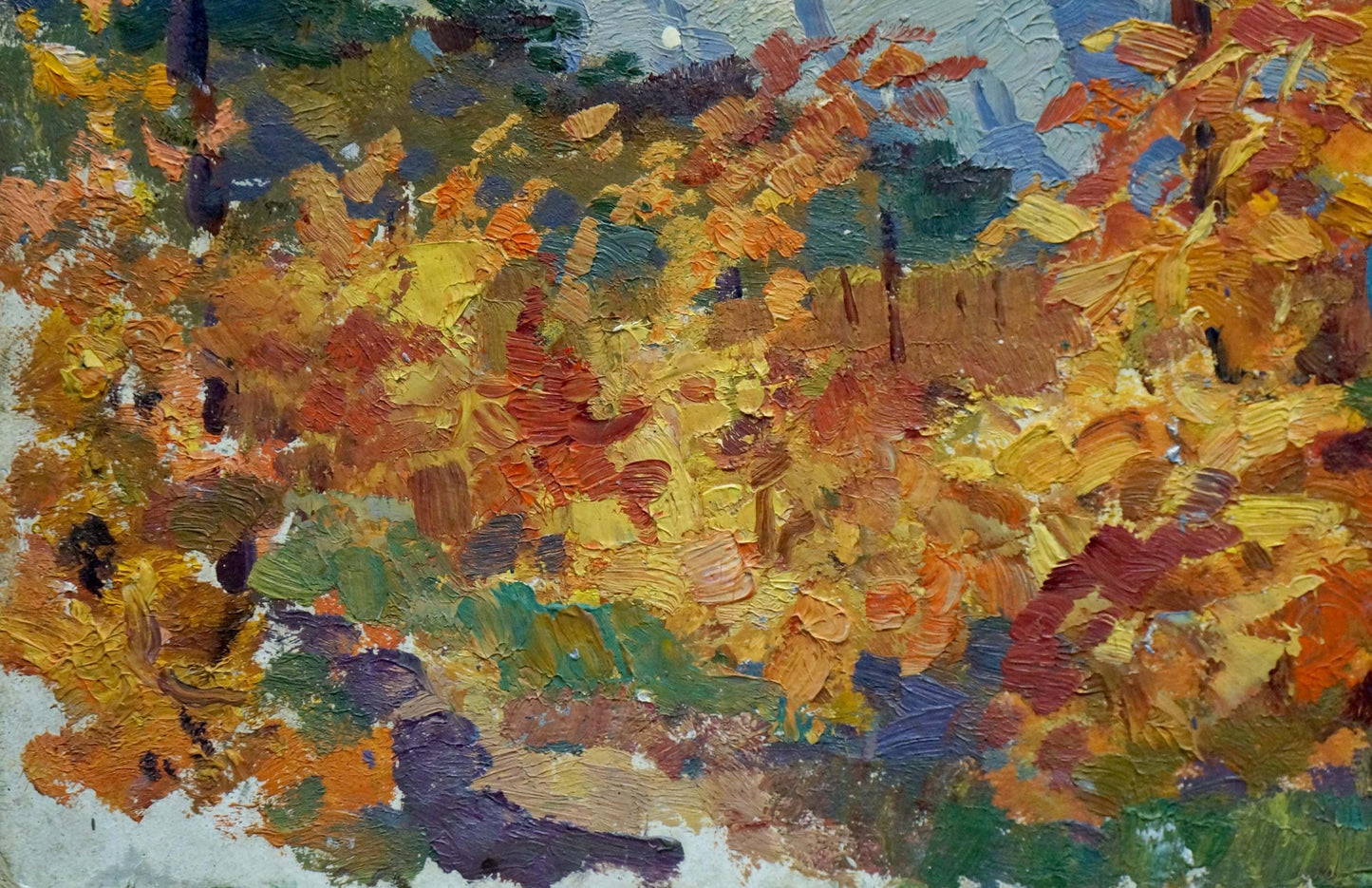 Oil painting Autumn mountain landscape Arkady Strelov
