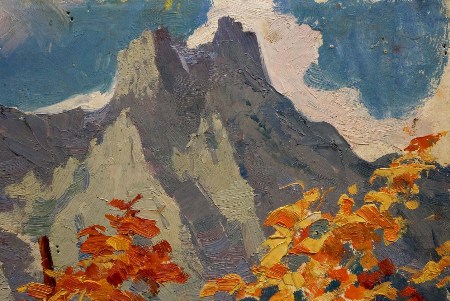Oil painting Autumn mountain landscape Arkady Strelov