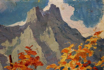 Oil painting Autumn mountain landscape Arkady Strelov