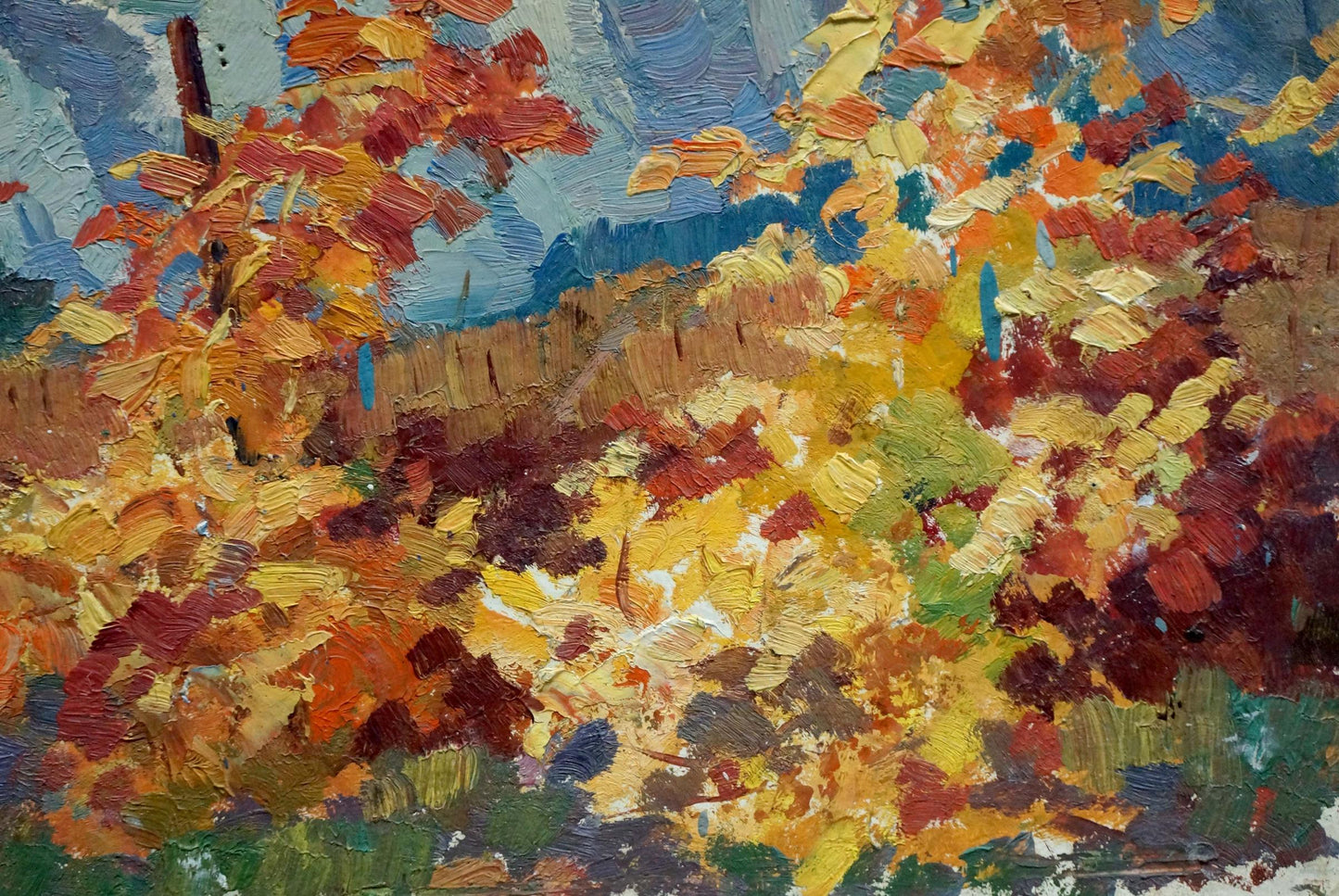 Oil painting Autumn mountain landscape Arkady Strelov