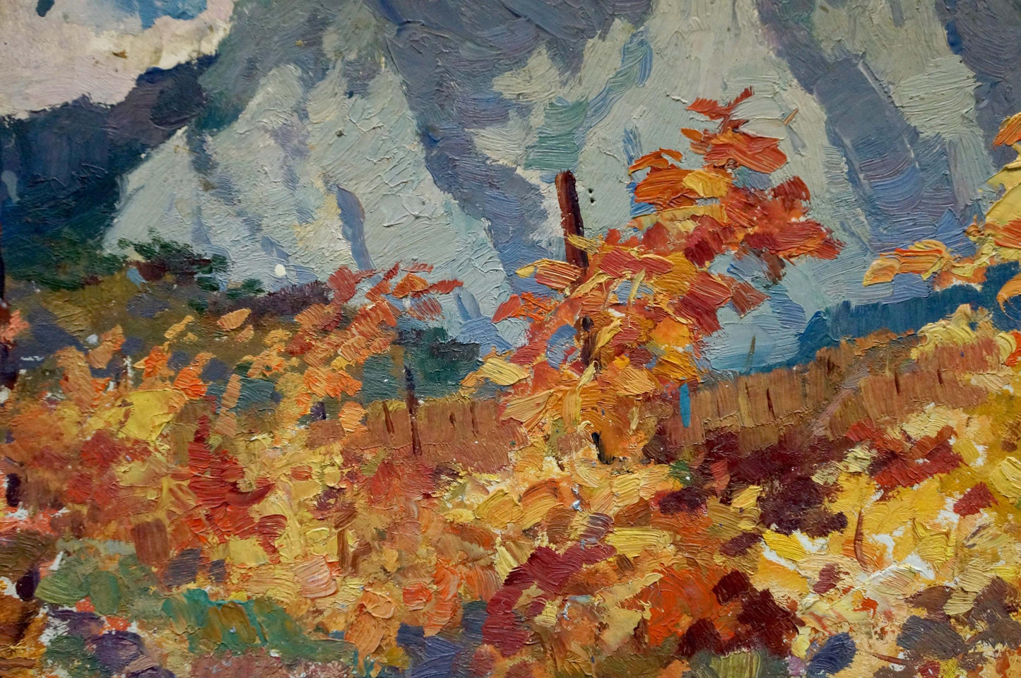 Oil painting Autumn mountain landscape Arkady Strelov