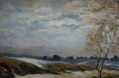 Oil painting Cloudy winter landscape Unknown artist