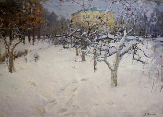 Oil painting Winter landscape Semykina Lyudmila Nikolaevna
