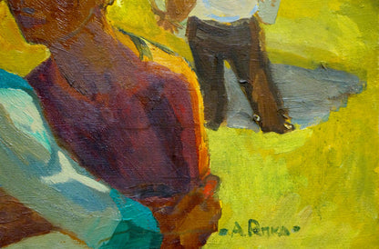 Oil painting Meeting sailors Repka Alexander Sergeevich