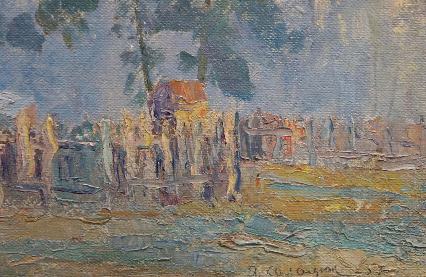 Oil painting Courtyard landscape Kalatsyuk Yakov Alekseevich