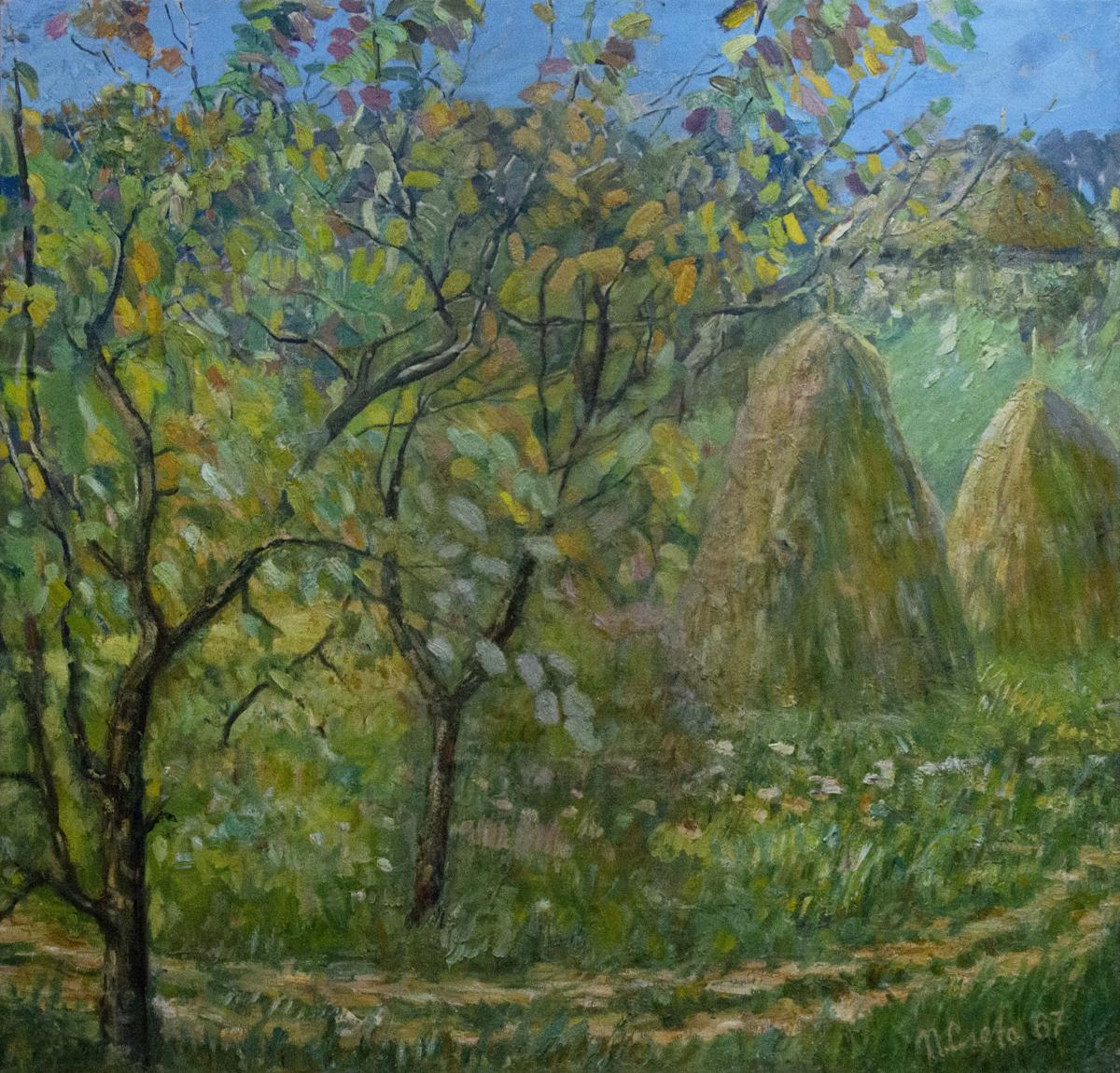 Oil painting At the village