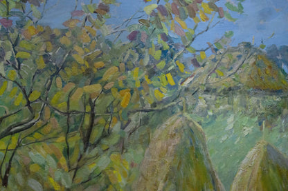 Oil painting At the village