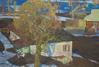 Oil painting Spring flood Lomykin Konstantin Matveevich