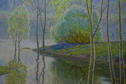 Oil painting River landscape Zlyden Yuri Fedorovich