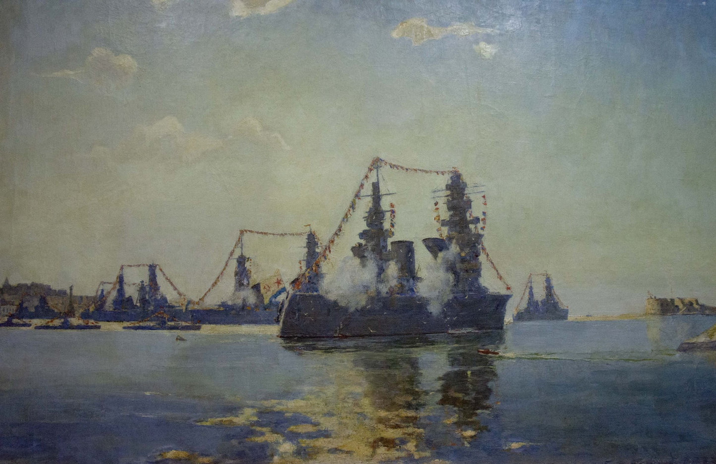 Oil painting Landscape with ships Vladimirov Sergey Sidorovich