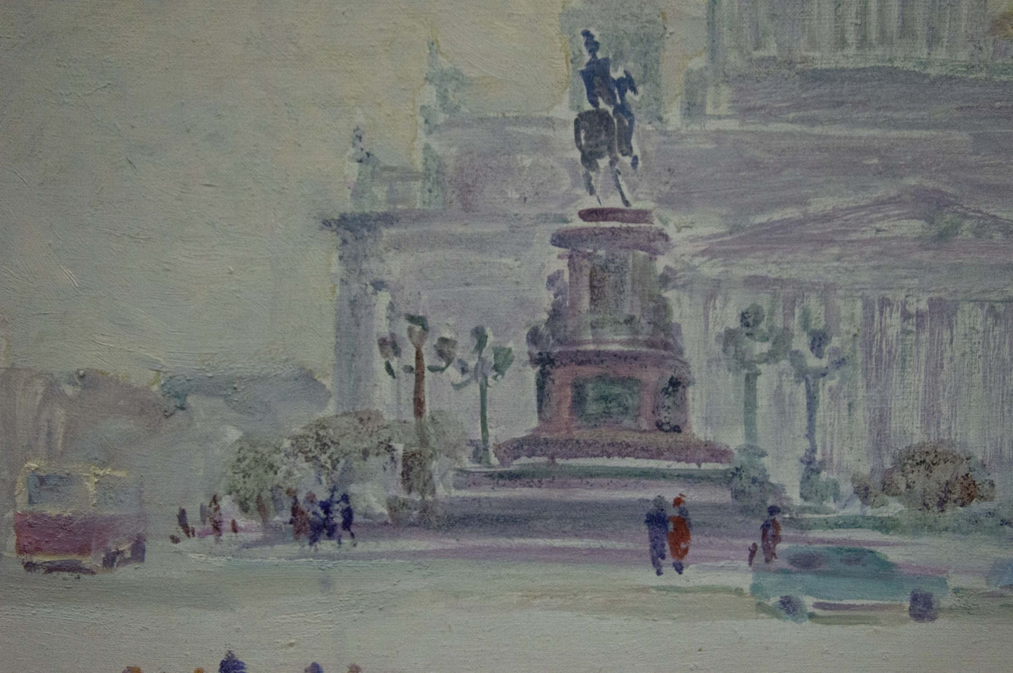 Oil painting Bustling city square Yakov Basov