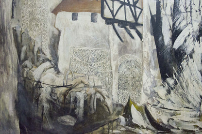 Abstract oil painting House by the shore Zebek Nelli Petrovna