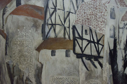 Abstract oil painting House by the shore Zebek Nelli Petrovna