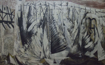 Abstract oil painting House by the shore Zebek Nelli Petrovna