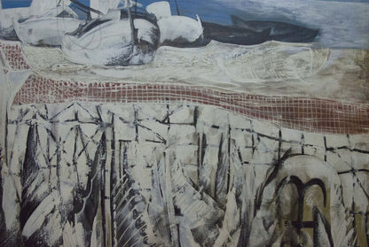 Abstract oil painting House by the shore Zebek Nelli Petrovna