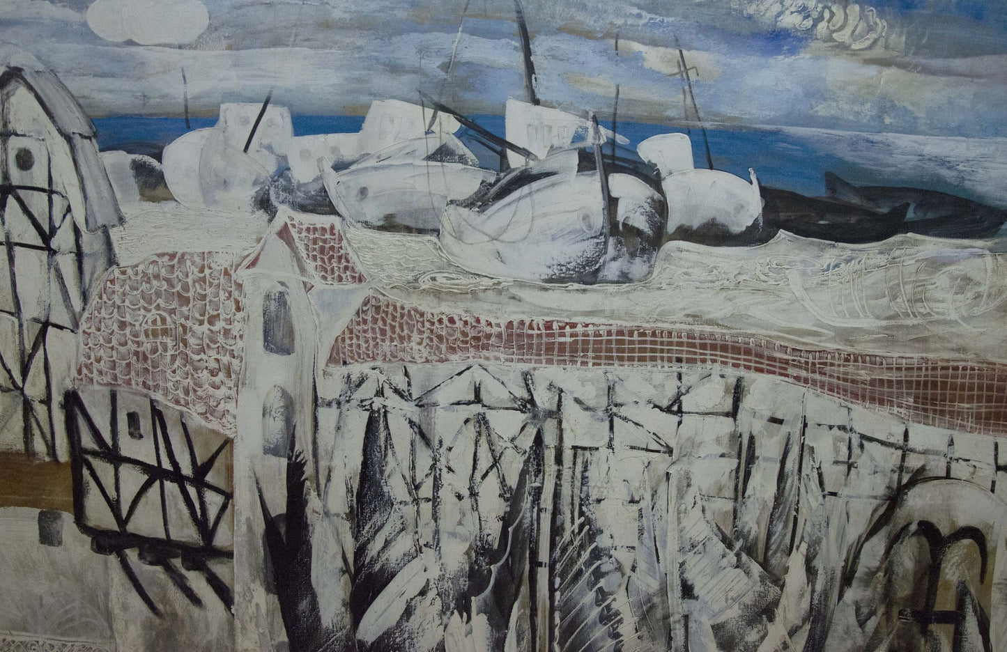 Abstract oil painting House by the shore Zebek Nelli Petrovna