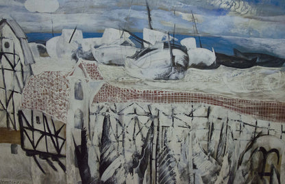 Abstract oil painting House by the shore Zebek Nelli Petrovna