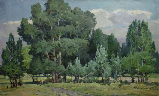 Oil painting Walk through the woods