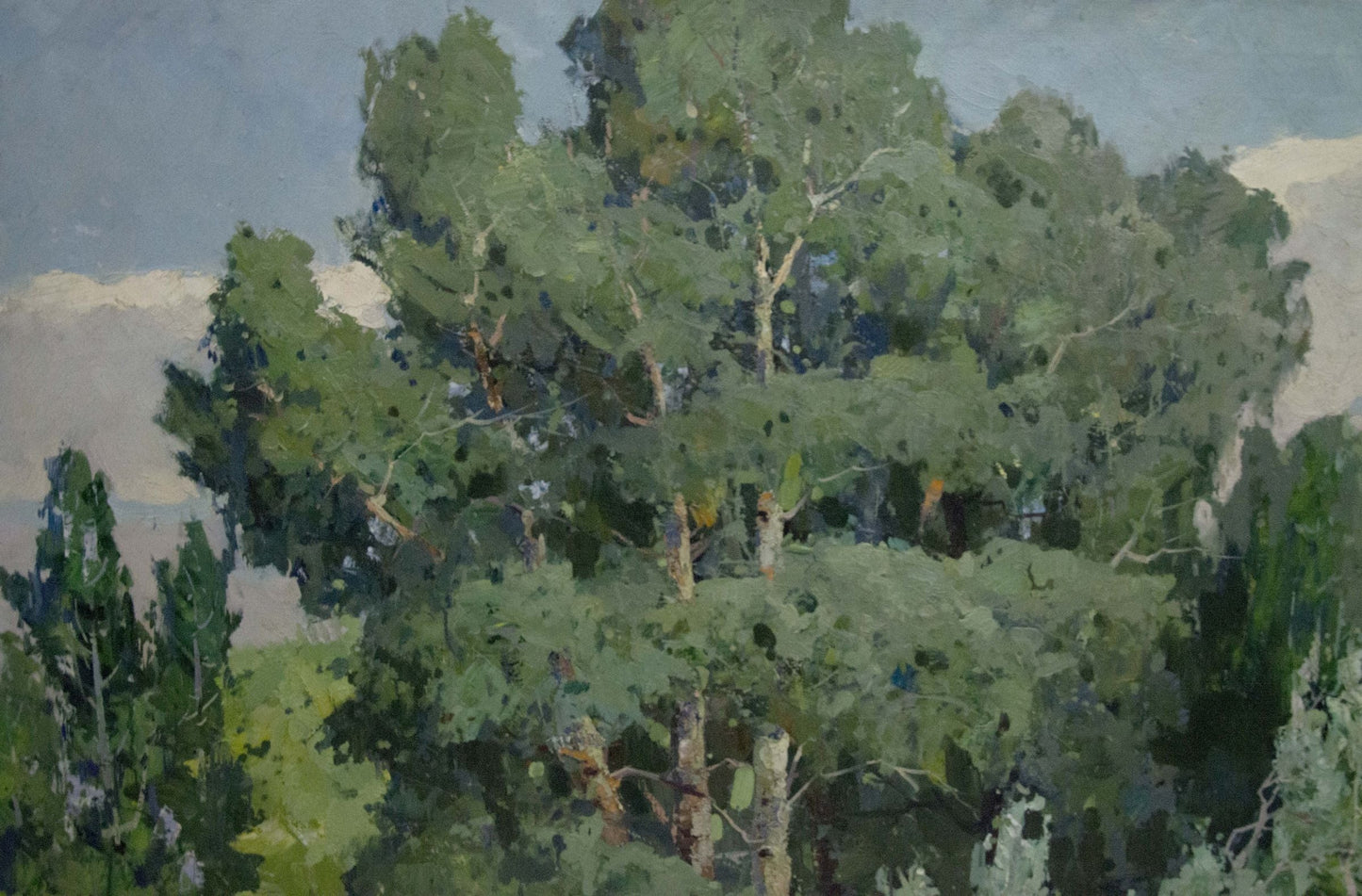 Oil painting Walk through the woods