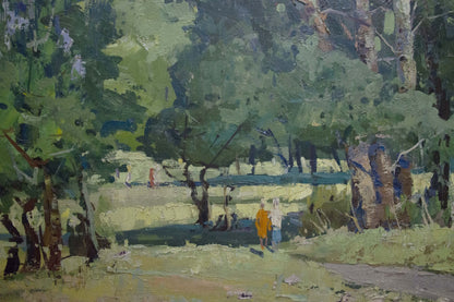 Oil painting Walk through the woods
