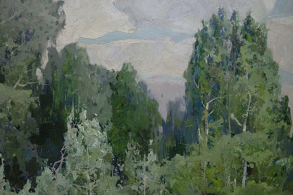 Oil painting Walk through the woods