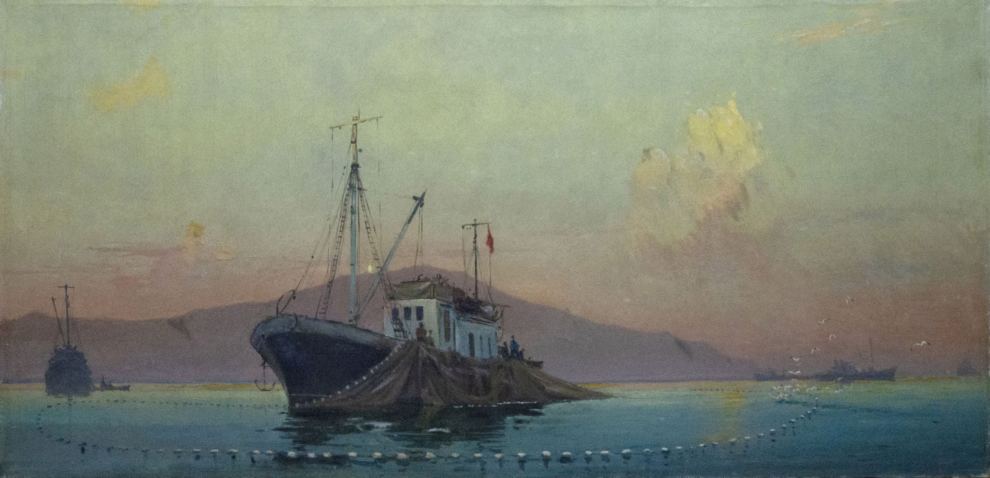 Oil painting Ship Peter Kuzmich Stolyarenko