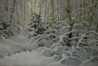 Oil painting Winter landscape Kamzolkin Evgeny Ivanovich