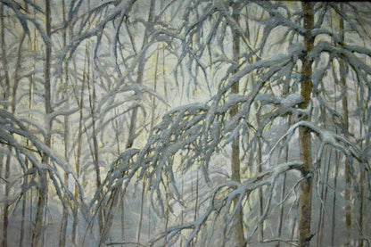 Oil painting Winter landscape Kamzolkin Evgeny Ivanovich