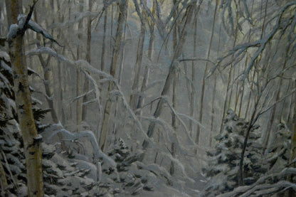 Oil painting Winter landscape Kamzolkin Evgeny Ivanovich