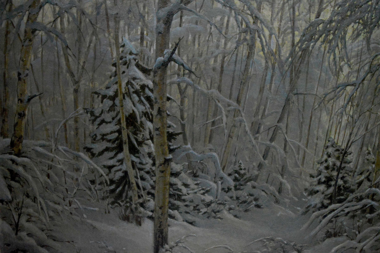 Oil painting Winter landscape Kamzolkin Evgeny Ivanovich