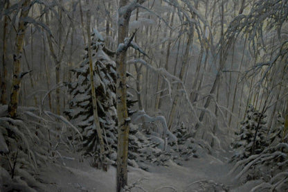 Oil painting Winter landscape Kamzolkin Evgeny Ivanovich