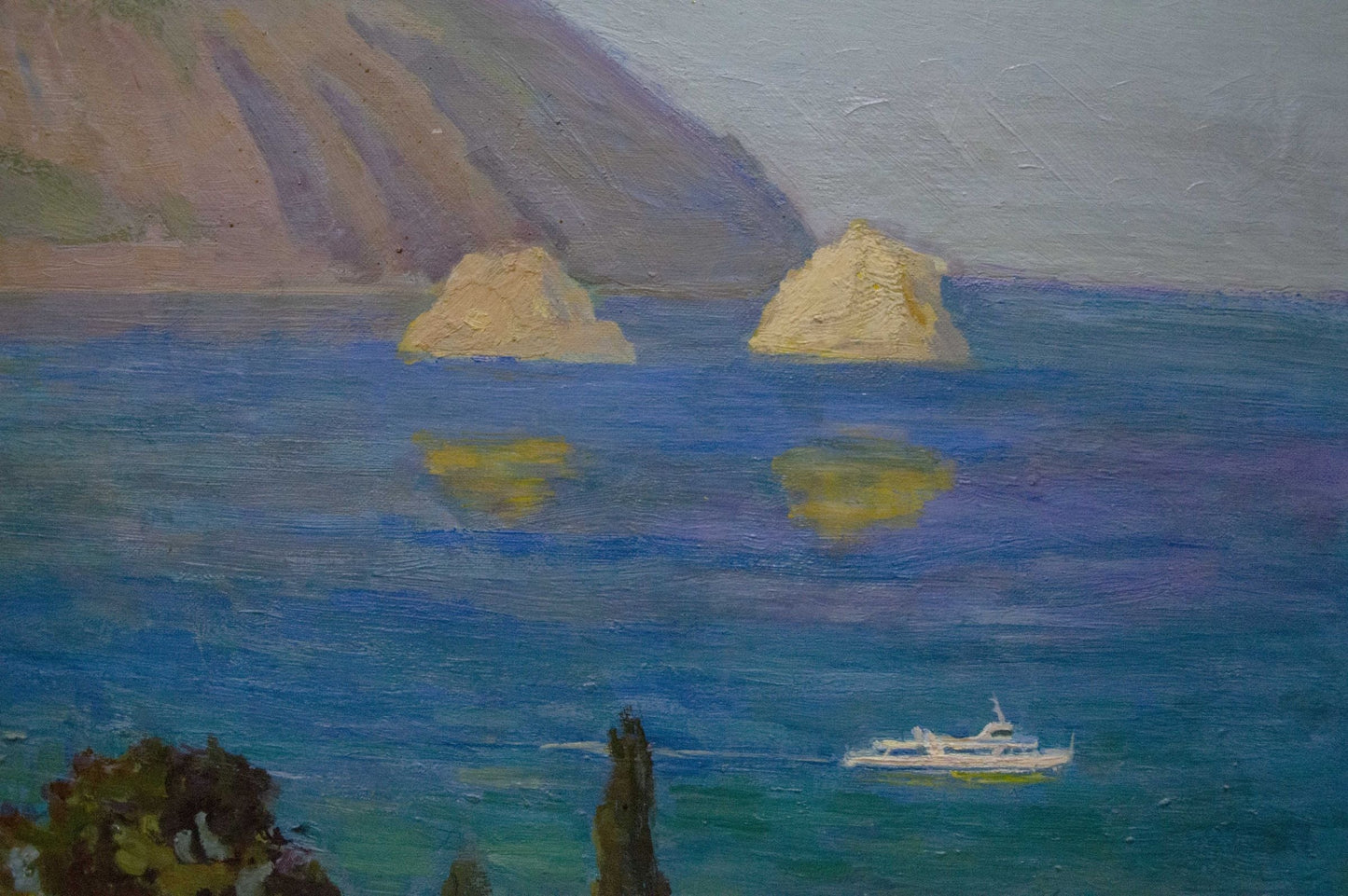 Oil painting City near the sea Kogan Boris Matveevich