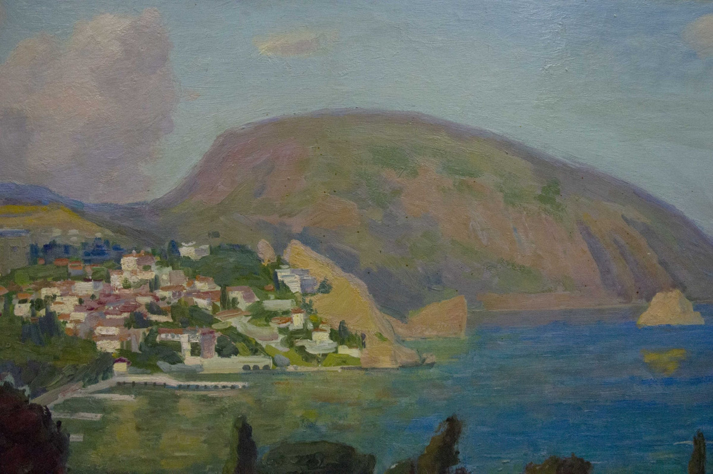 Oil painting City near the sea Kogan Boris Matveevich