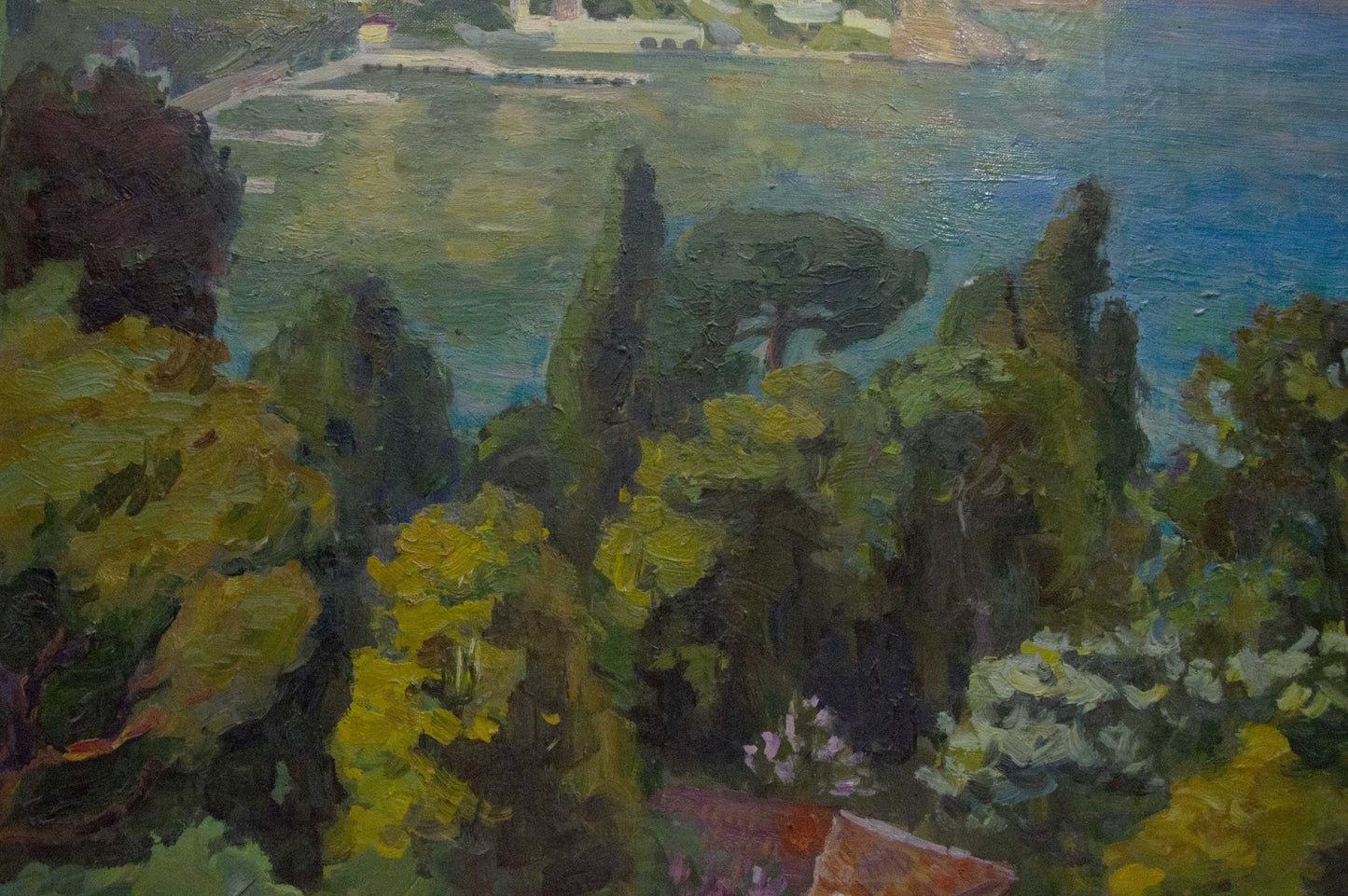 Oil painting City near the sea Kogan Boris Matveevich