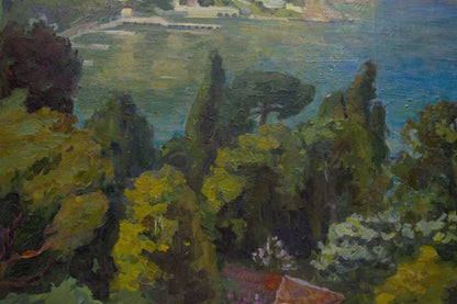 Oil painting City near the sea Kogan Boris Matveevich