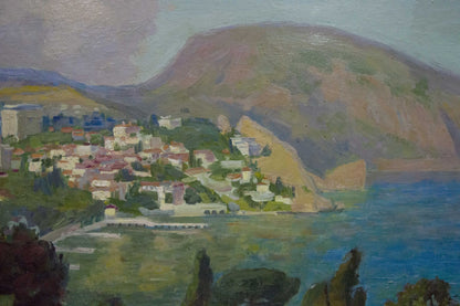 Oil painting City near the sea Kogan Boris Matveevich