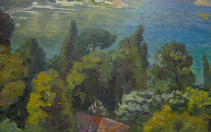 Oil painting City near the sea Kogan Boris Matveevich