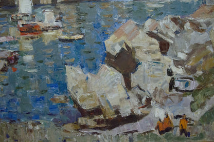 Oil painting Sail to the ferry Konovalov Yuri Alexandrovich