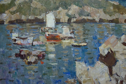 Oil painting Sail to the ferry Konovalov Yuri Alexandrovich