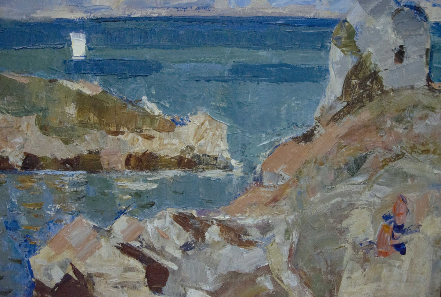 Oil painting Sail to the ferry Konovalov Yuri Alexandrovich