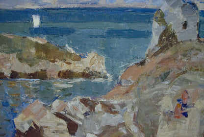 Oil painting Sail to the ferry Konovalov Yuri Alexandrovich