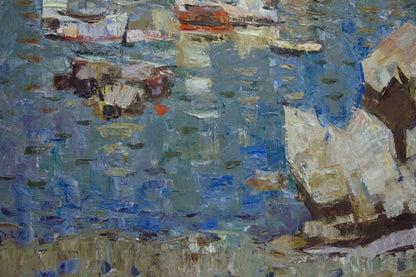 Oil painting Sail to the ferry Konovalov Yuri Alexandrovich