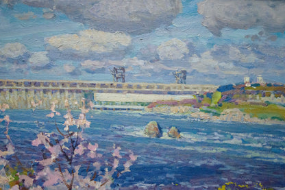 Oil painting Garden by the shore Fomin Anatoly Nikiforovich
