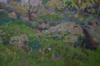 Oil painting Garden by the shore Fomin Anatoly Nikiforovich