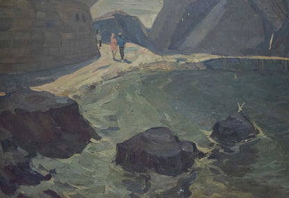 Oil painting Night coast