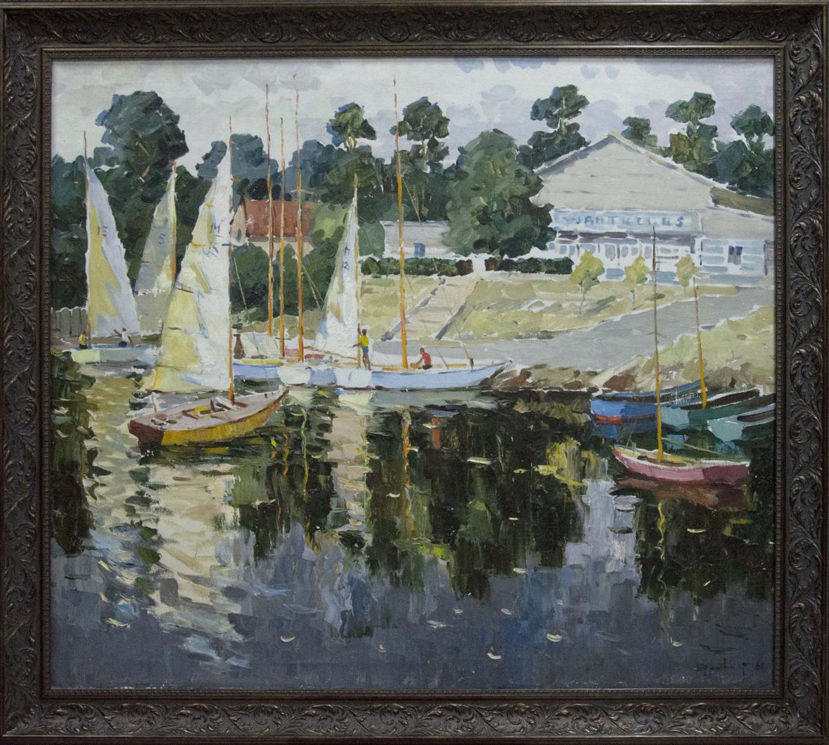 Oil painting Boats near the shore Yarovoy Stepan Kalinovich